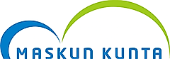 Logo of Maskun Kunta featuring blue and green arcs above text in bold, modern font.