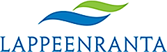 Logo of Lappeenranta city featuring stylized waves in blue and green with the text 'LAPPEENRANTA' in blue.