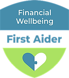 Financial Wellbeing First Aider badge with heart icon
