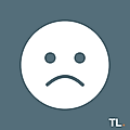 Sad face icon on a blue-gray background