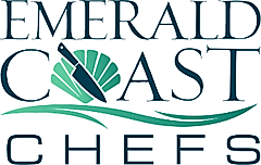 Emerald Coast Chefs logo with a teal shell and chef knife icon