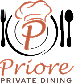 Logo with chef hat and stylized P above the words "Priore Private Dining"