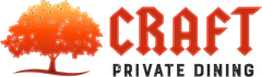 Logo with an orange tree and the text "CRAFT PRIVATE DINING" on a black background