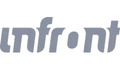 Stylized lowercase logo reading "infonl" in gray and blue on a black background