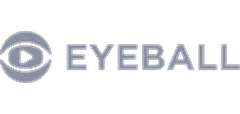 EYEBALL logo with stylized eye icon and gray text on a transparent background