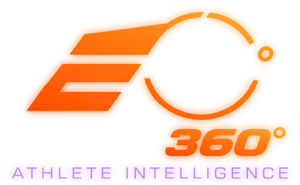 Orange logo with stylized text on a black background