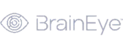 BrainEye logo with stylized eye icon and wordmark on a dark background
