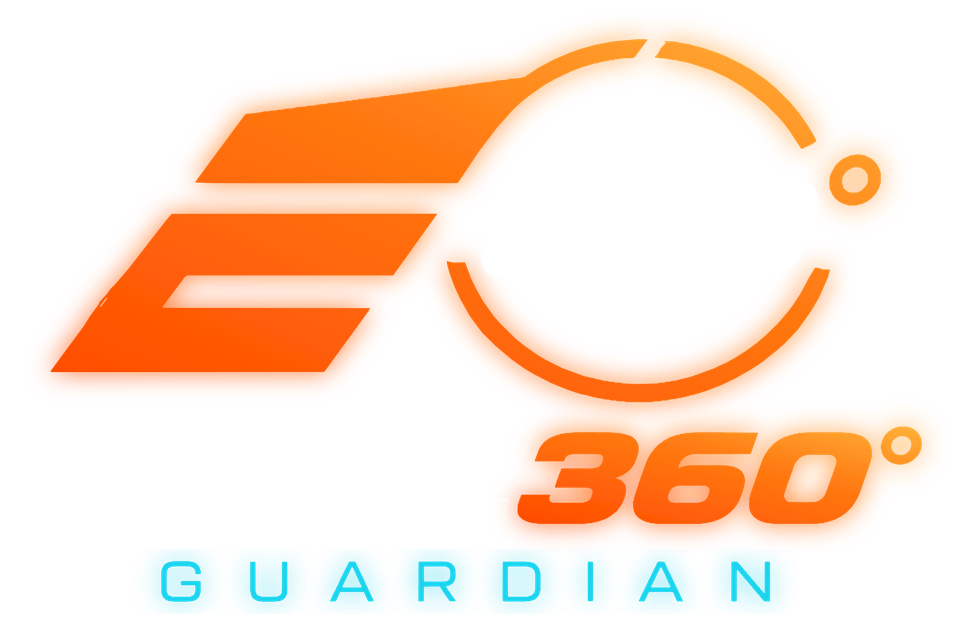 Orange and white Edge 360 Guardian logo on black background